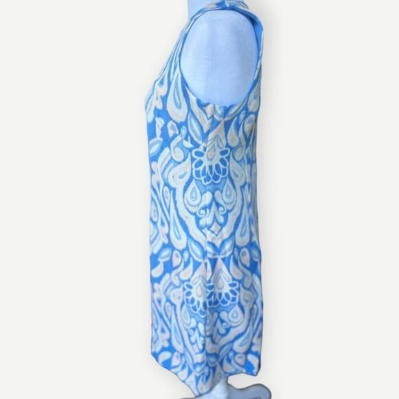 Vince Camuto Sleeveless Blue Abstract Print Zip Back Lined Mini Dress. 8. - Picture 2 of 8